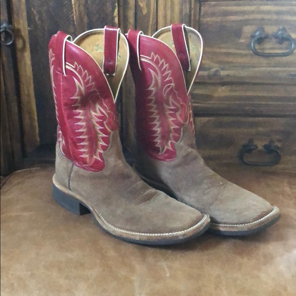 Tony Lama Rough out square toe Cowboy Boots